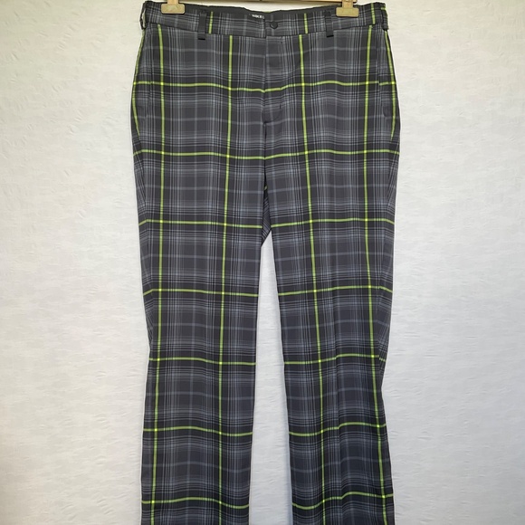 NIKE Golf Pants Golf Tour Performance Dri-Fit Grey Green Plaid 34 x 32* - Picture 2 of 14